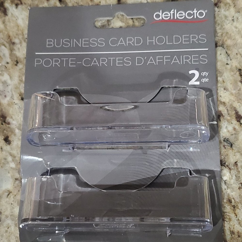 deflecto Horizontal Business Card Holder, Holds 50 Cards, Set of 2